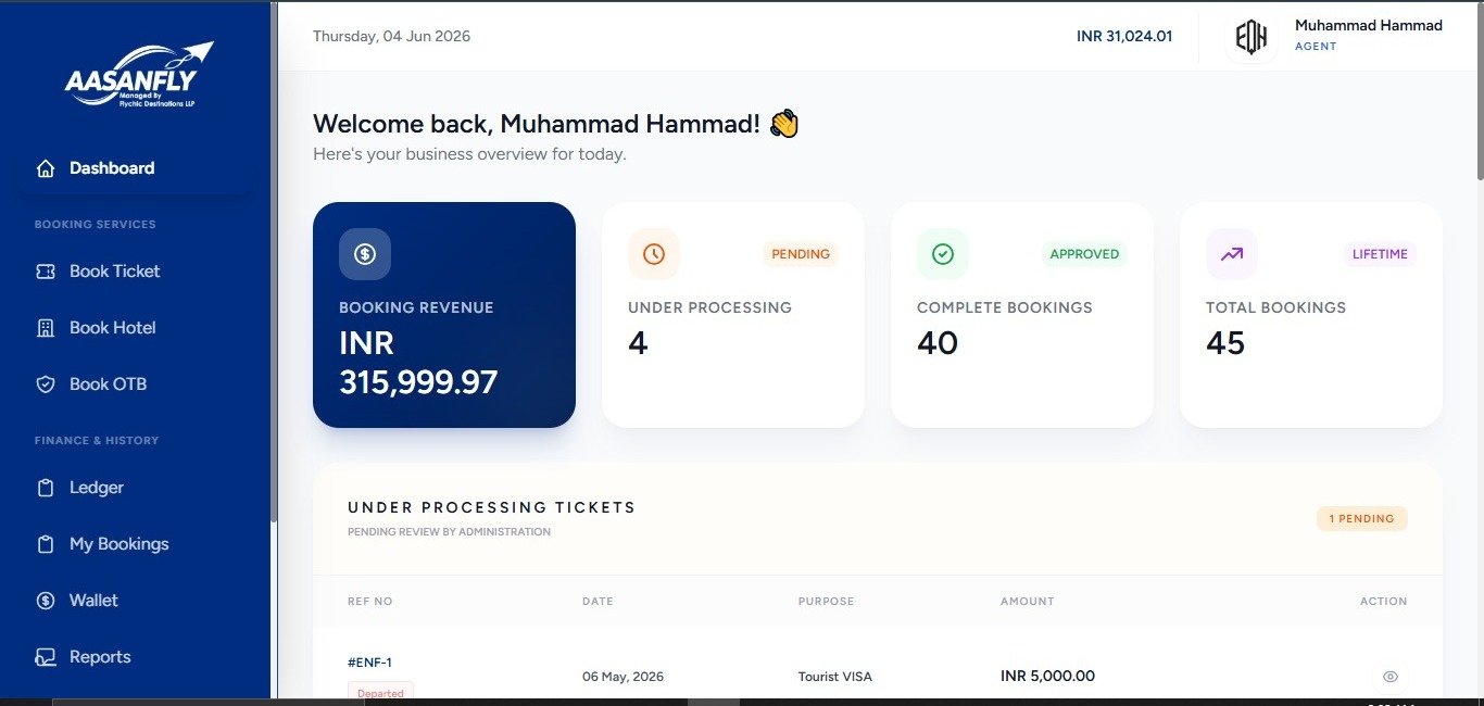 AasanFly Dashboard Mockup